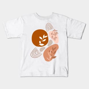 Boho Abstract Shape Rainbow Warm Toned minimalist Print Kids T-Shirt